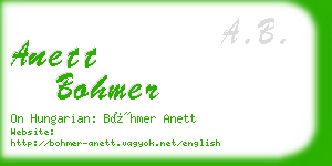 anett bohmer business card